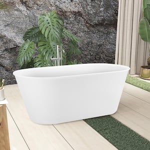 59 in. x 28 in. Acrylic Freestanding Alcove Soaking White Bathtub Oval-shaped,Overflow