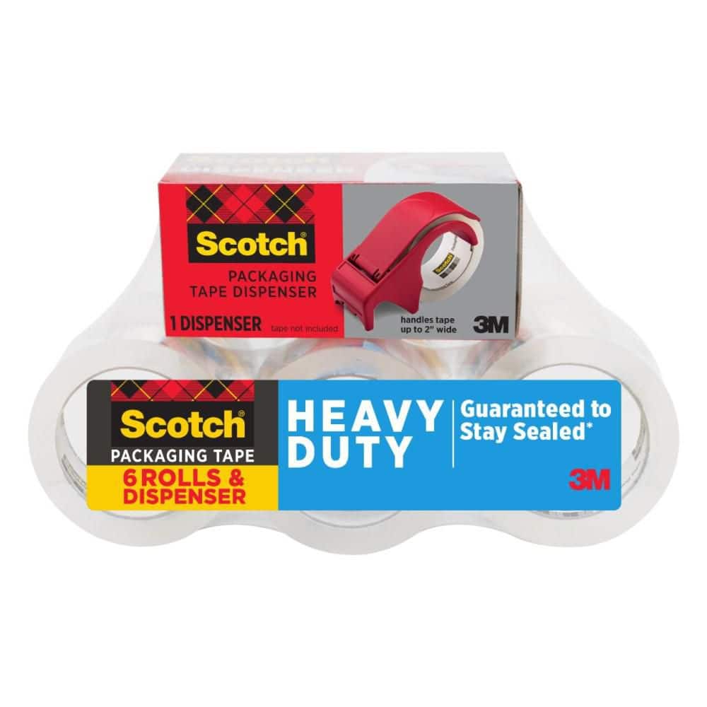 Scotch 1.88 in. x 163.8 ft. Heavy Duty Shipping Packaging Tape with Dispenser (6-Rolls/Pack)
