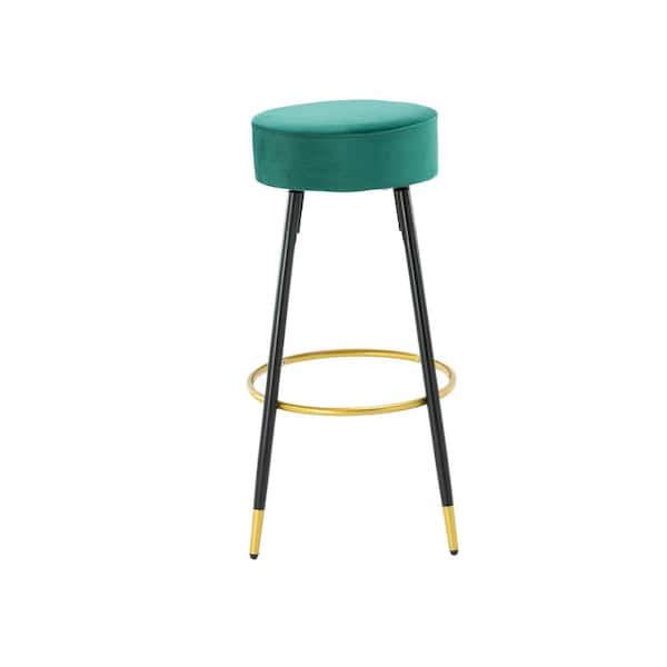 30 in. Emerald Metal Frame Counter Height Bar Stools, Velvet Kitchen ...