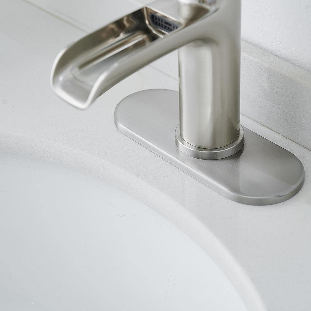Brushed Nickel Single Handle Waterfall Bathroom Faucet