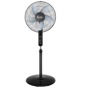 Oscillating 16 in. 3-Speed Adjustable Pedestal Floor Fan in Black with Remote Control for Indoor, Bedroom, Home Office