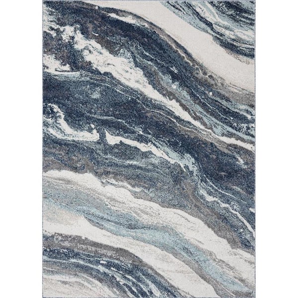 LUXE WEAVERS Marble Collection Gray 4x5 Modern Abstract Swirl