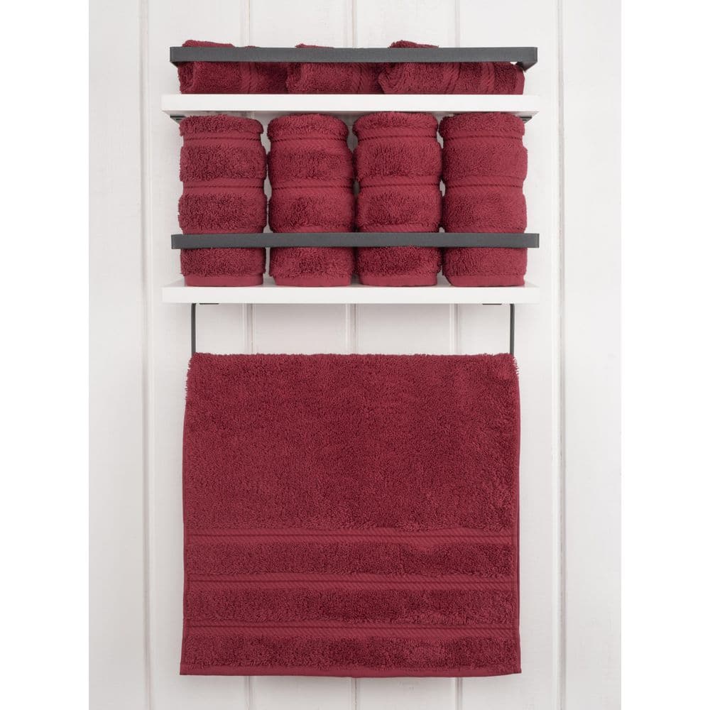 Luxury Burgundy Red Turkish Cotton Hand Towel Set, 16 x 28 inches, 4 Pieces