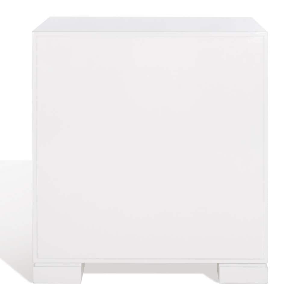White Lacquer Nightstand with Brass Hardware