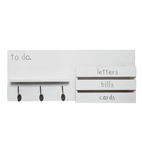 30 in. W x 5 in. D White Addie Joy To Do Rectangle Wood Distressed Farmhouse Style Decorative Wall Shelf