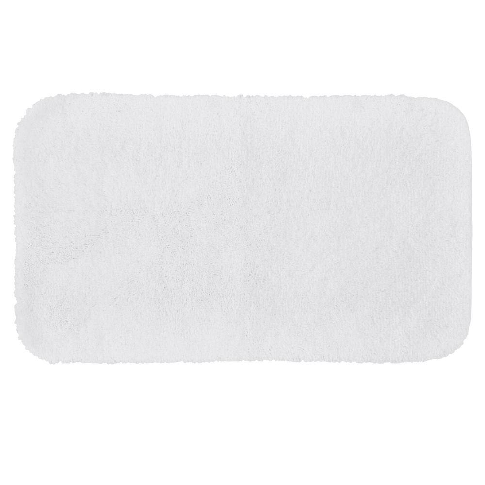 Pure White 34" x 20" Nylon Bath Rug with Latex Backing