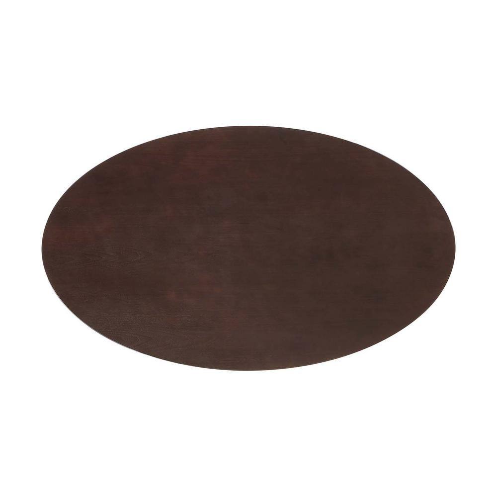 Lippa 60" Walnut Oval Wood Dining Table with White Metal Base