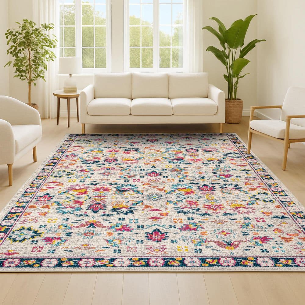 JONATHAN Y Beige/Multi 5 ft. x 8 ft. Modern Persian Boho Floral 