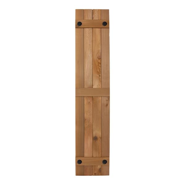 Design Craft MIllworks Porter 12 in. x 39 in. Cedar Board and Batten Shutters Pair in Natural