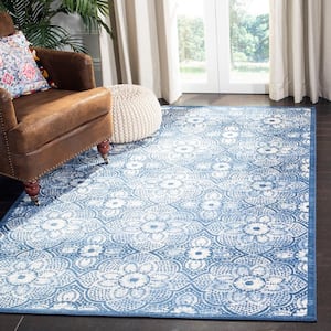 Brentwood Navy/Cream 8 ft. x 10 ft. Floral Area Rug