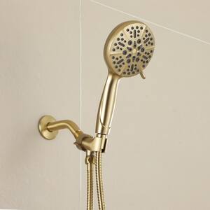5-Spray Patterns 5 in. High Pressure Wall Mount Handheld Shower Head in Brushed Gold