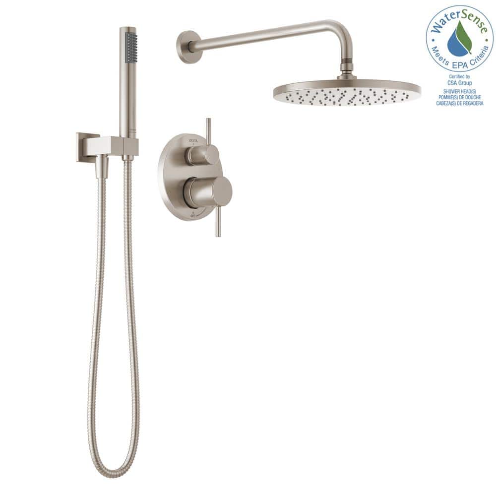 Spotshield Brushed Nickel Rain Shower System with Handheld Spray