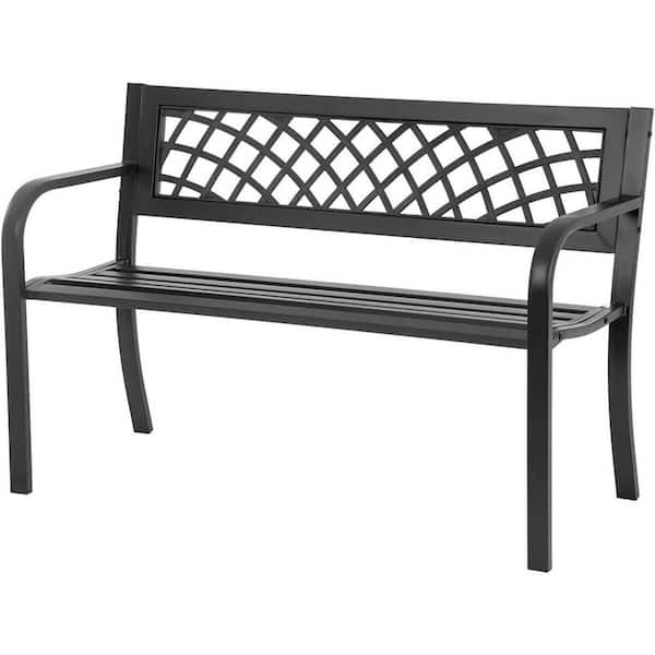 Unbranded 45.5 in. Black Outdoor Metal Bench, Bench