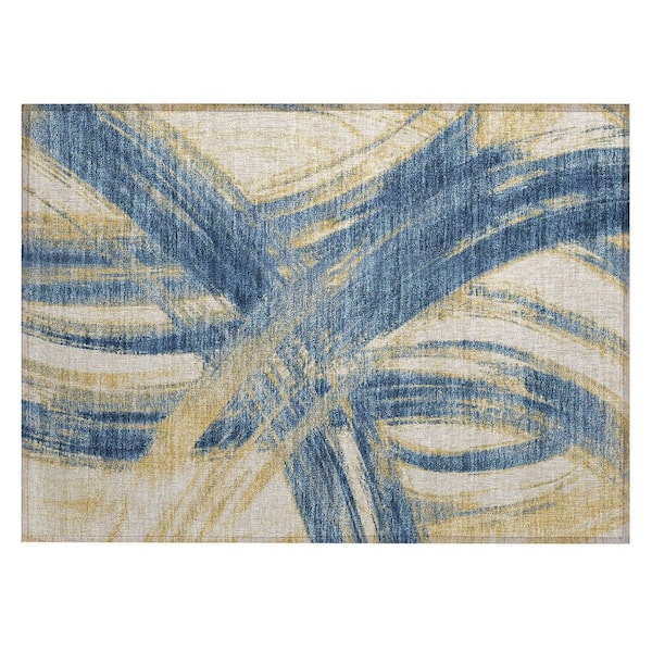 Chantille Machine Washable Indoor/Outdoor Abstract ACN2421 Navy 2 ft. x 3 ft. Accent Rug