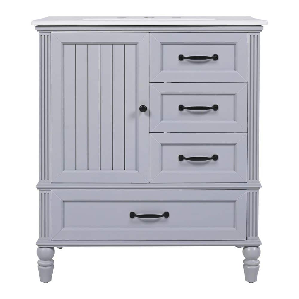 30 in. Freestanding Gray Bath Vanity with White Ceramic Top price history on PriceWatchPro