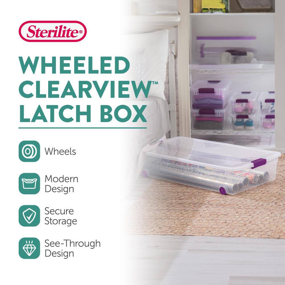 Clear Plastic 60 Quart Wheeled Underbed Storage Box