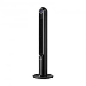 42 in. 80-Degree Tower Fan with Smart Display Panel and Remote Control in Black