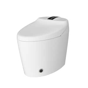 Elongated Smart Bidet Toilet 1.28GPF in White with Foot Sensing Auto Open/Flush, Massage Cleaning, Night Lights, Heated