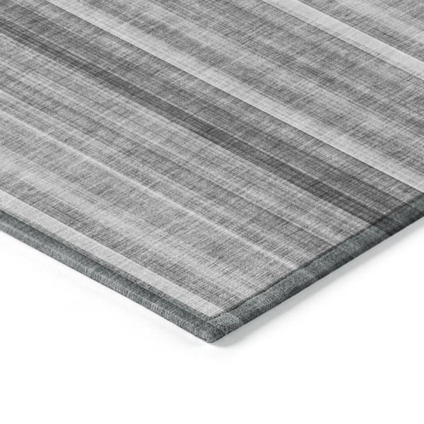 Gray 3 ft. x 5 ft. Woven Striped Rectangle Indoor/Outdoor Area Rug