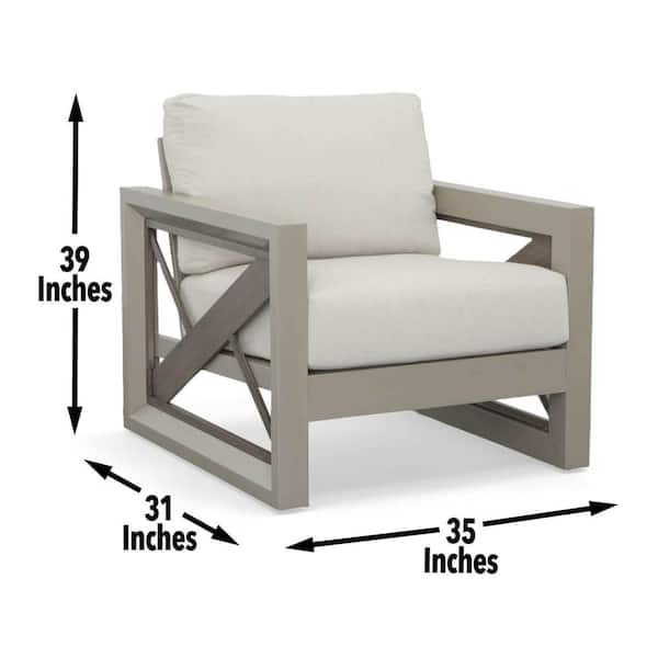 ITOPFOX Tan Beveled Panels Outdoor Lounge Arm Chair with
