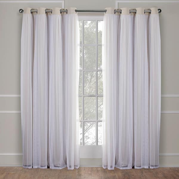 EXCLUSIVE HOME Catarina Sand Solid Lined Room Darkening Grommet Top Curtain, 52 in. W x 120 in. L (Set of 2)