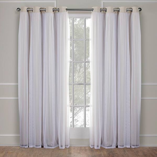 EXCLUSIVE HOME Catarina Sand Solid Lined Room Darkening Grommet Top Curtain, 52 in. W x 120 in. L (Set of 2)