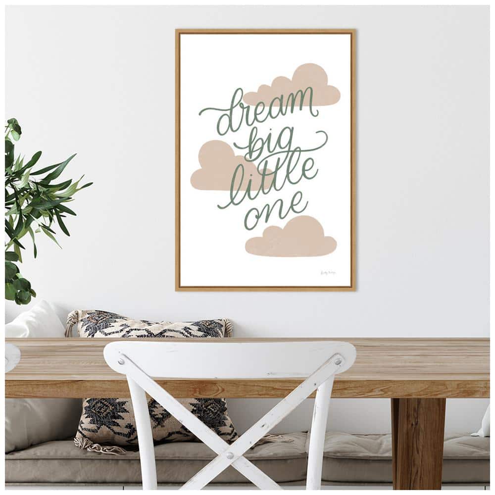 Dream Big Little One Beige and Green Canvas Nursery Print