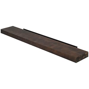 Walnut Brown 48 in. W x 8 in. D Solid Fir Wood Fireplace Mantel Decorative Wall Shelf, Floating Shelf with Metal Bracket