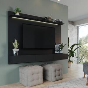 71 in. Black Wall-Mounted Floating Entertainment Center Fits TV's up to 70 in. with TV Panel