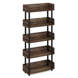 Turn-N-Tube 52.6 in. Tall Walnut Wood 3-Tier Bookcase