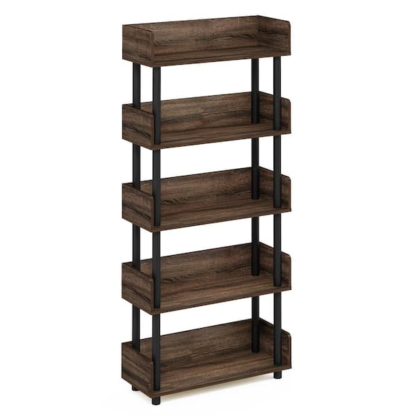 Furinno Turn-N-Tube 52.6 in. Tall Walnut Wood 3-Tier Bookcase