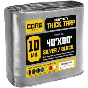 40 ft. x 80 ft. Silver/Black 10 Mil Heavy Duty Polyethylene Tarp, Waterproof, UV Resistant, Rip and Tear Proof