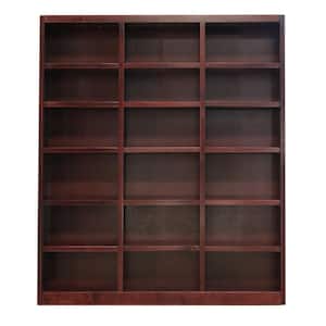 84 in. Cherry Wood 18-shelf Standard Bookcase with Adjustable Shelves