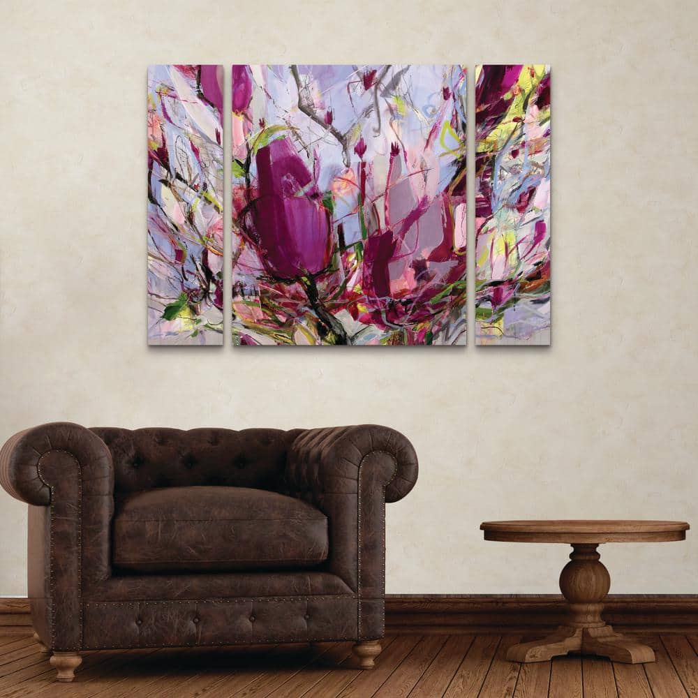 Kati Bujna Magnolia Blossoms Purple Abstract Canvas Art Set
