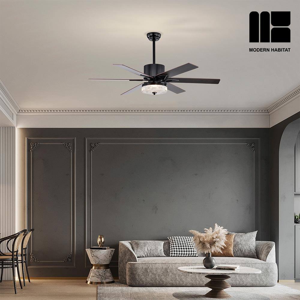 Matte Black 52'' Ceiling Fan with LED Light and Remote