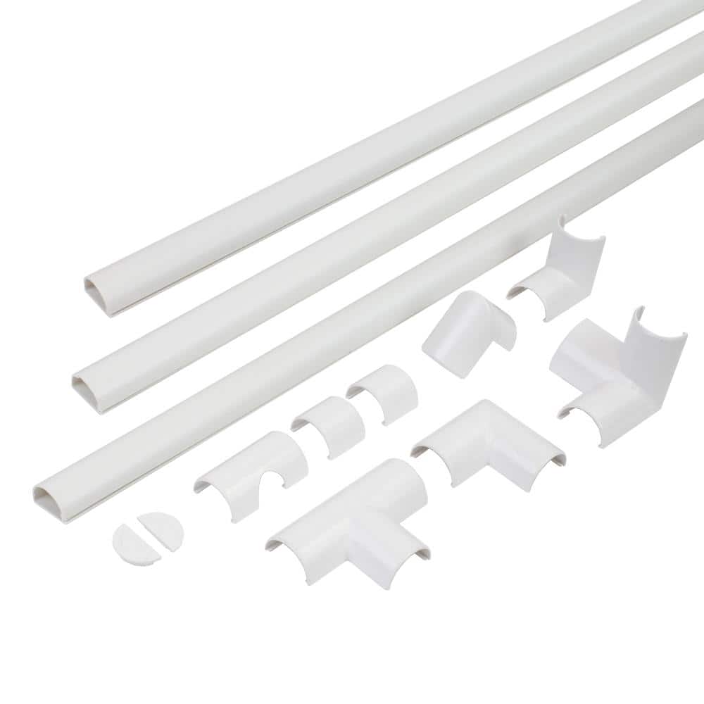 Commercial Electric 5 ft. 1/4 Round Baseboard Cord Channel, White