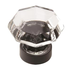 Traditional Classics 1-5/16 in (33 mm) Diameter Crystal/Black Bronze Geometric Cabinet Knob