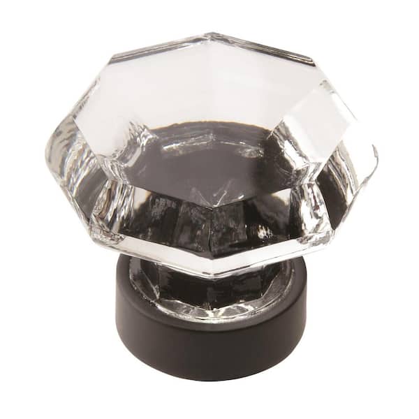 Amerock Traditional Classics 1-5/16 in (33 mm) Diameter Crystal/Black Bronze Geometric Cabinet Knob