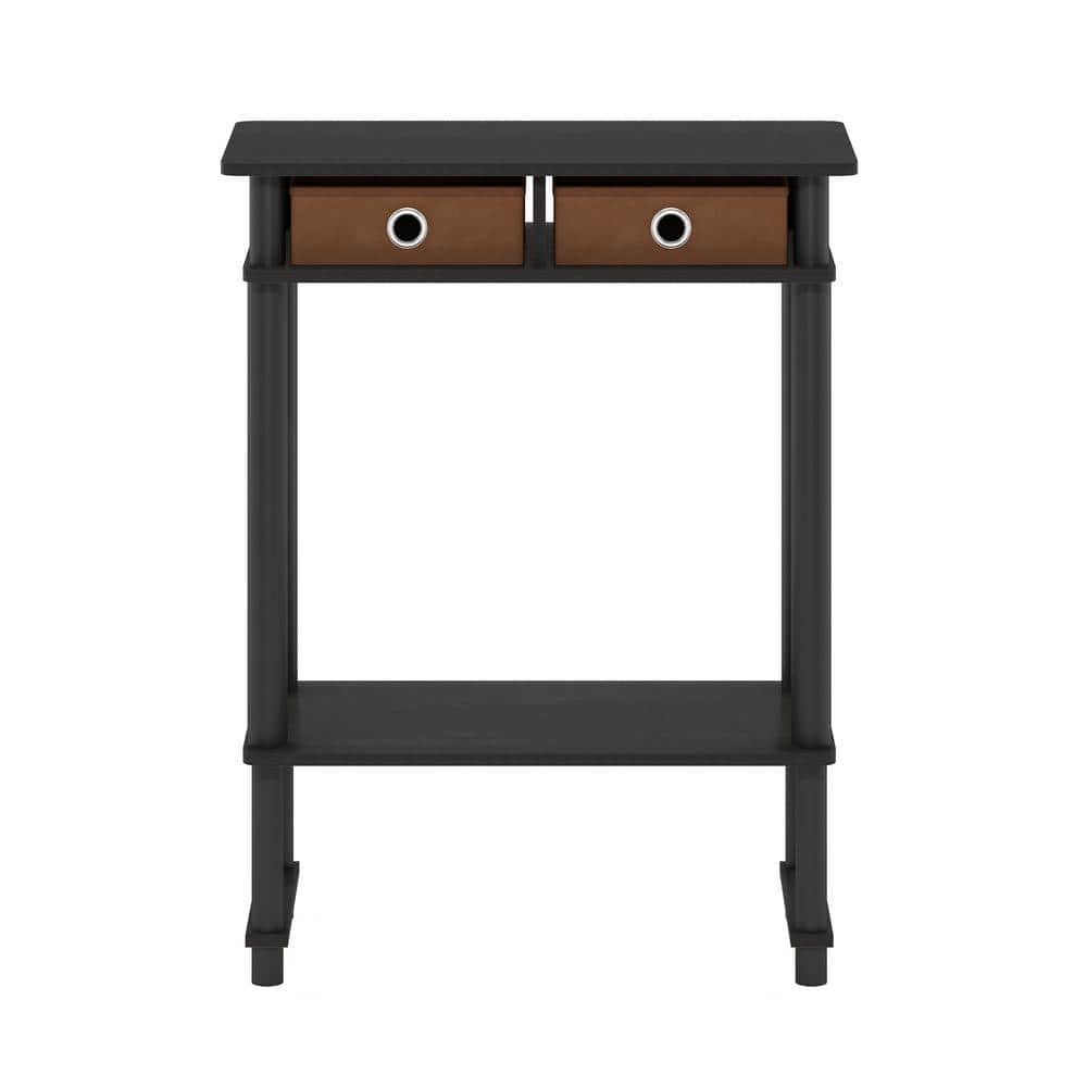 Espresso and Brown Tall-Wide Console Table with Bin Drawers