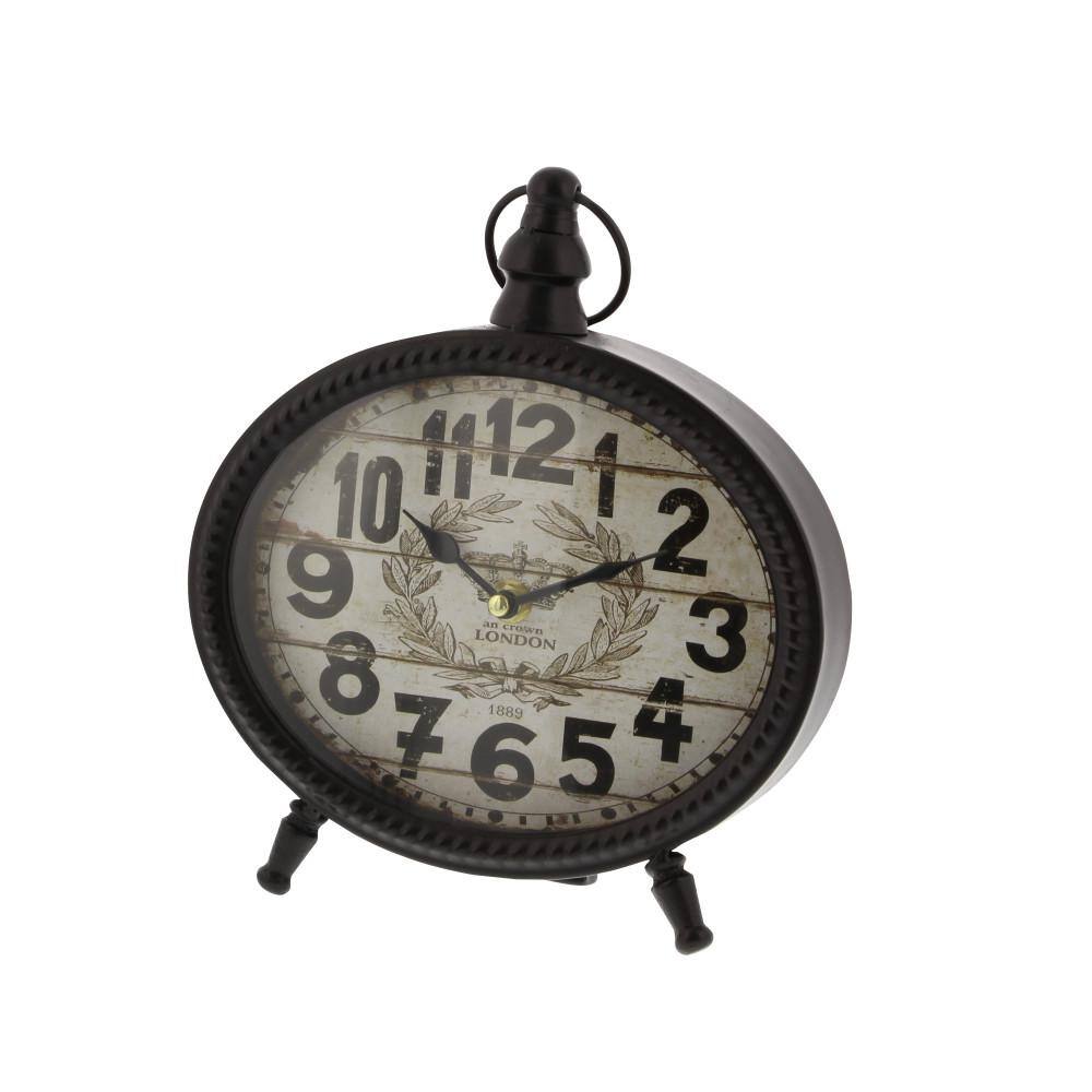 Vintage Black and White Iron Ring Top Desk Clocks, Set of 4