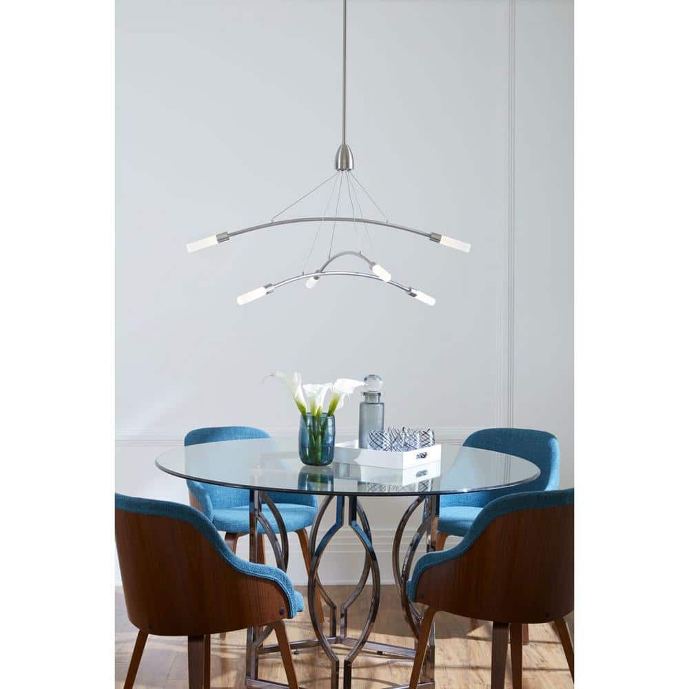Kylo 6-Light Brushed Nickel LED Chandelier with Frosted Acrylic Shades