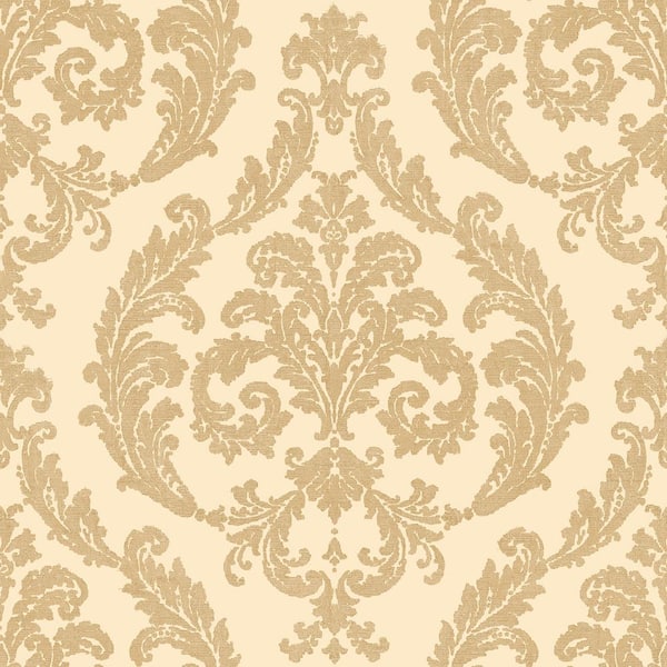 Unbranded Palazzo 2 Collection Gold Silk Damask Vinyl on Non-Woven Non-Pasted Wallpaper Sample