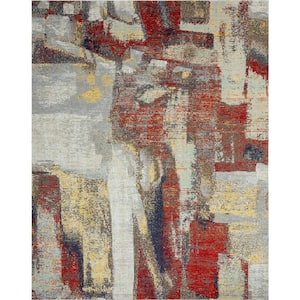 24-Seven by N Natori Red/Beige 7 ft. 9 in. x 9 ft. 9 in. Area Rug