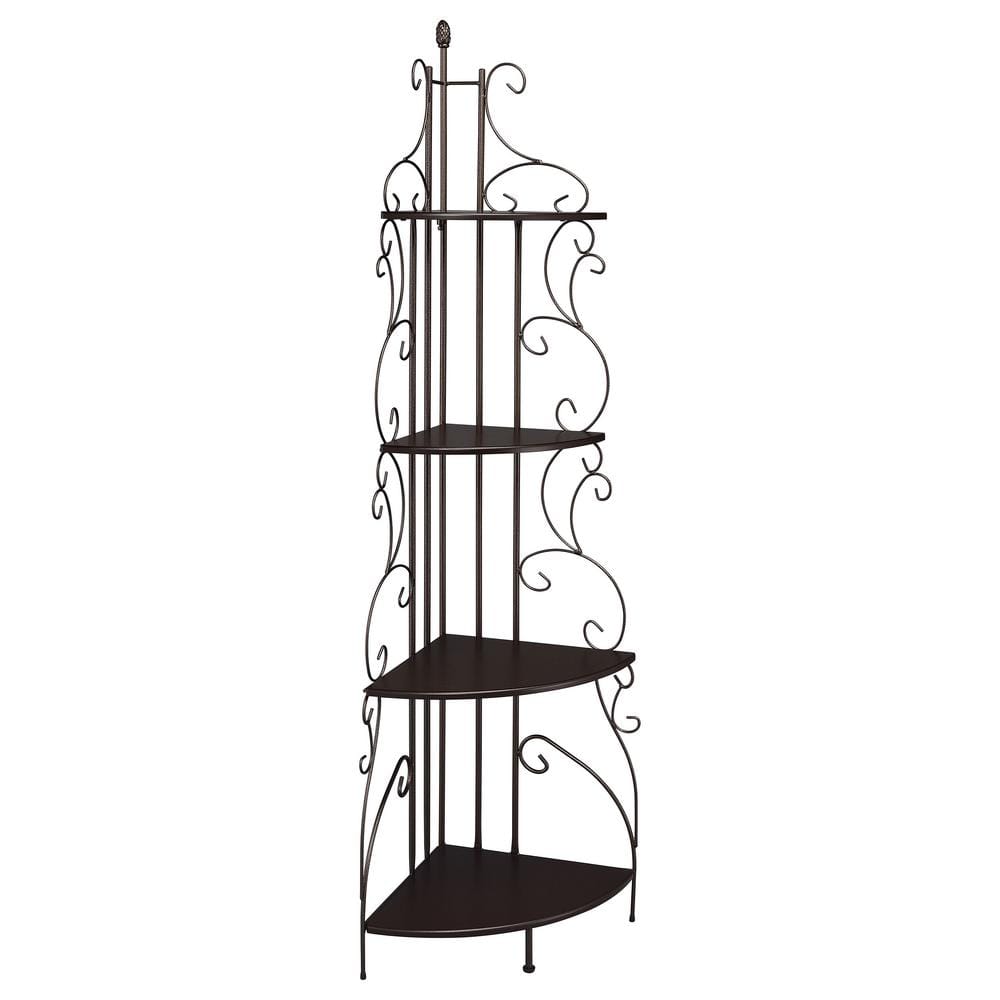Cappuccino and Copper 4-Shelf Corner Bookcase