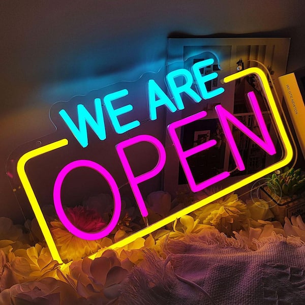 1 Pack Open Series Rectangular Acrylic LED Neon Light Sign USB