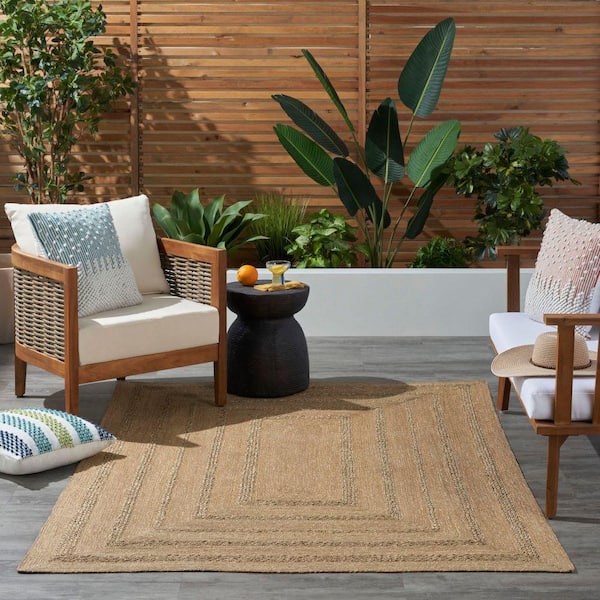 Natural Seagrass Natural 5 ft. x 7 ft. Solid Contemporary Area Rug