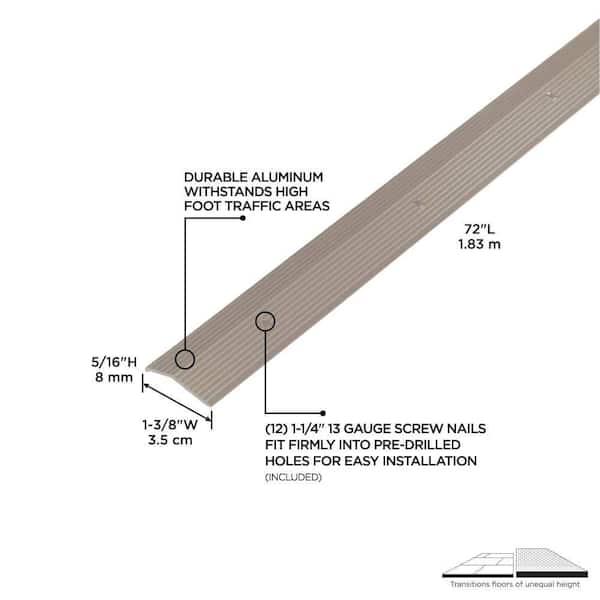 1-3/8 in. x 72 in. Peewter Aluminium Carpet Trim With Screw Nails