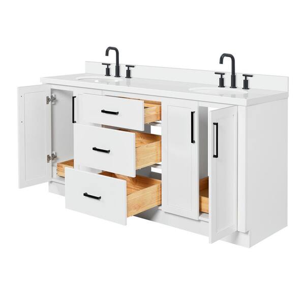 ARIEL Loren 72 in. Double Sink Freestanding Bathroom Vanity in