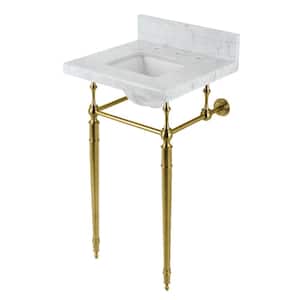 Fauceture 19 in. Marble Console Sink Set with Brass Legs in Marble White/Brushed Brass