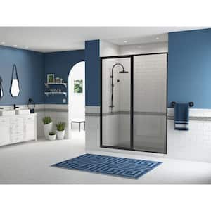 Legend 38.5 in. to 40 in. x 66 in. Framed Hinged Swing Shower Door with Inline Panel in Matte Black with Clear Glass